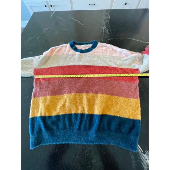 Coco + Jamieson multi stripe fuzzy crewneck sweater Med - Picture 4 of 9